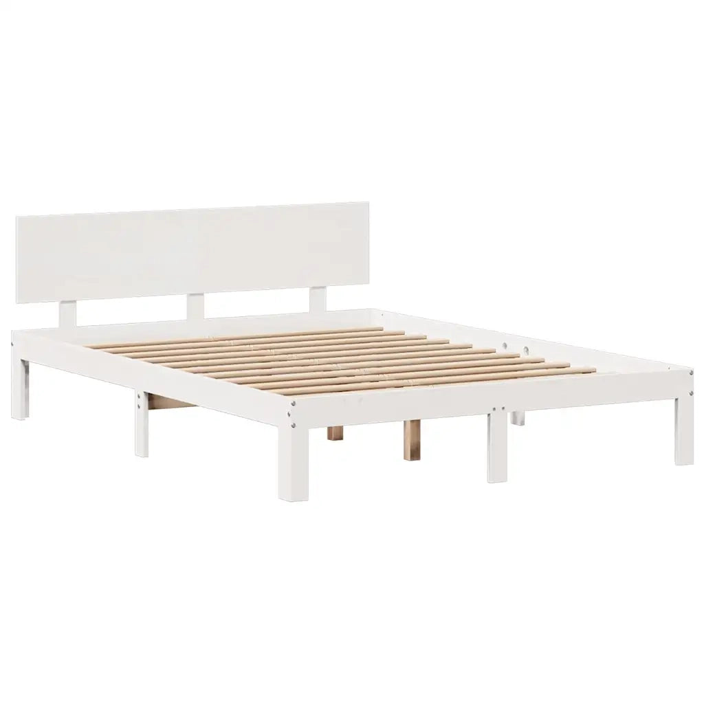 Letto Libreria senza Materasso-Struttura Letto con contenitore Bianco 160x200 cm Legno di Pino 348445