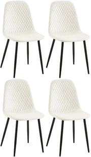 Set di 4 sedie Giverny bianco crema,Velluto
