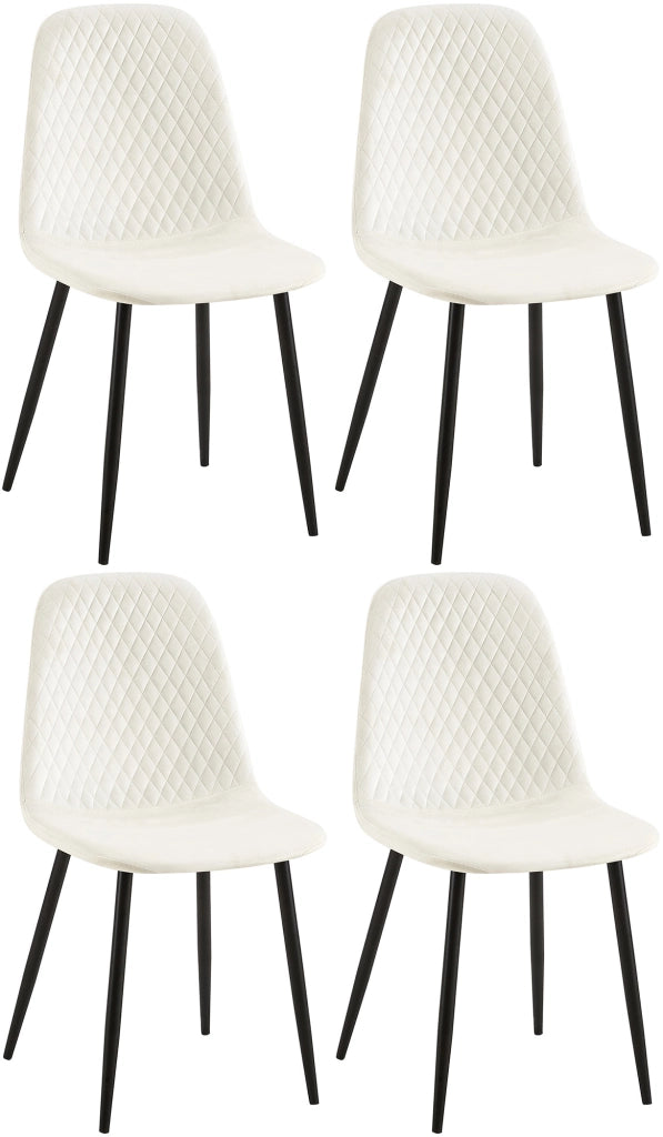 Set di 4 sedie Giverny bianco crema,Velluto