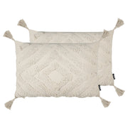 Set di 2 cuscini decorativi cotone beige 40 x 60 cm con nappe boho motivo geometrico pezzo di accento fatto a mano