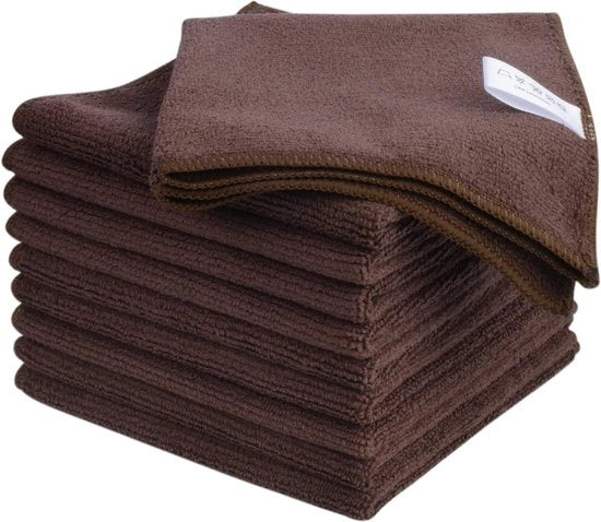 Microfibre reinigingsdochi per uso multiplo - super assorbente e senza peli - per uso in casa, cucina, auto - 32 x 32 cm - 10 pezzi - marrone