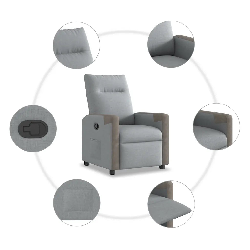 Divano Sedia-Poltrona Reclinabile in Tessuto Grigio Chiaro 946567