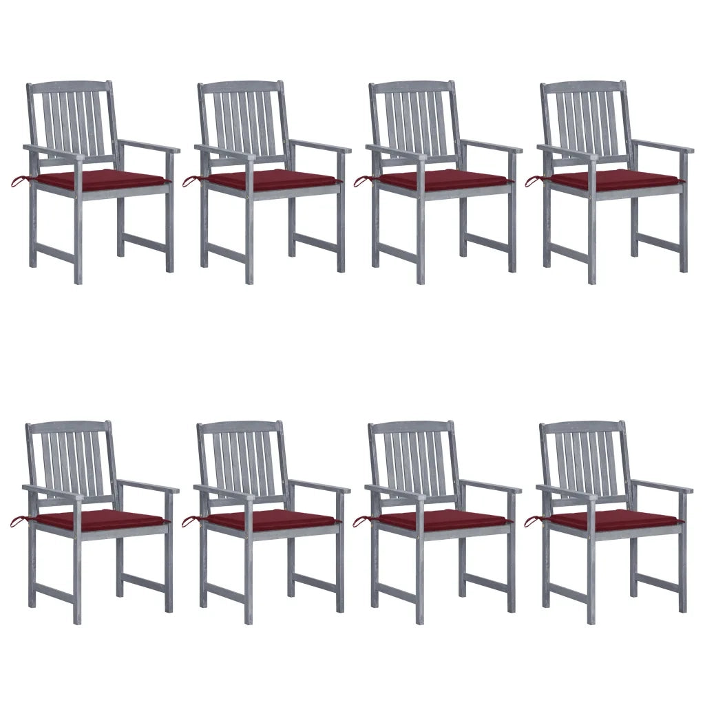 Sedie da Giardino con Cuscini 8 pz in Massello di Acacia Grigie cod mxl 8528