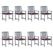 Sedie da Giardino con Cuscini 8 pz in Massello di Acacia Grigie cod mxl 8528