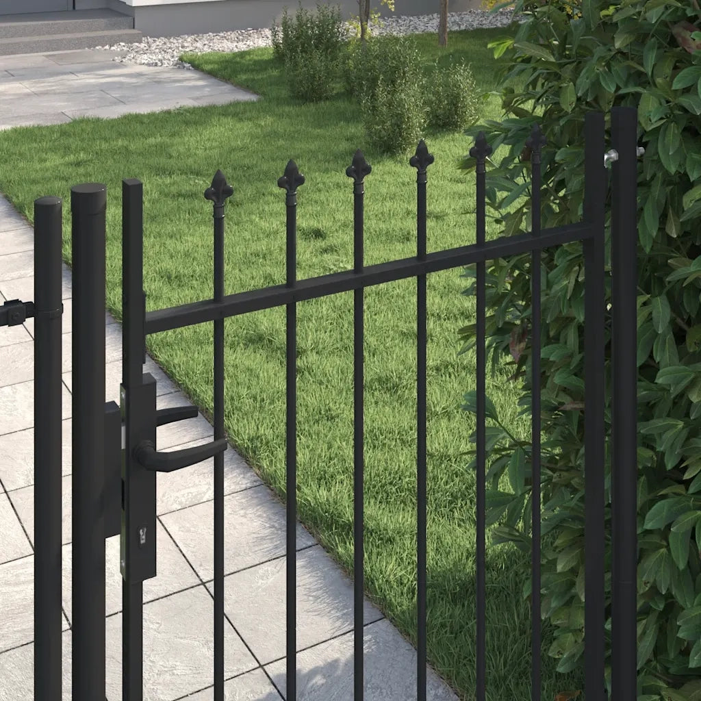 Cancello per recinzione Boxtel porta singola con punta in acciaio 1x1,2 m Nero 146033