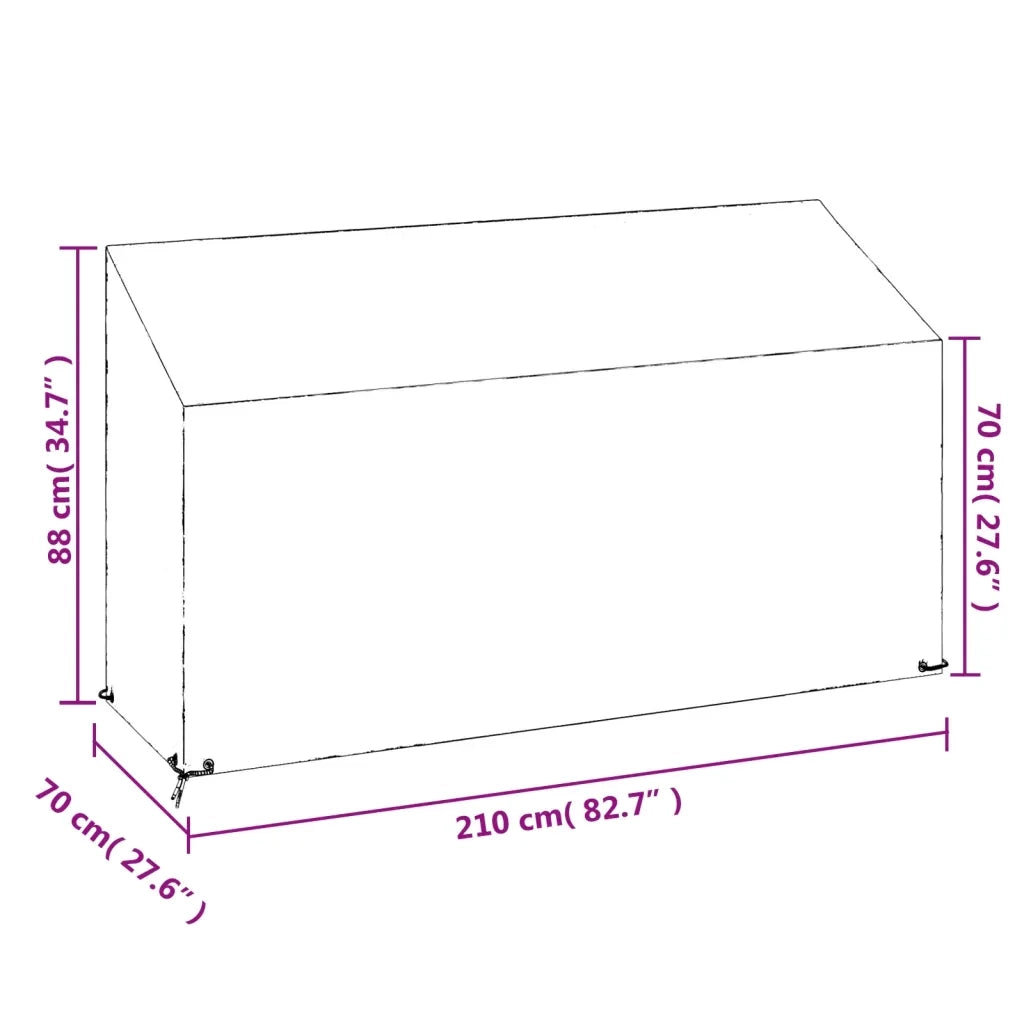 Copri Panca da Giardino-Copertura per Panca 12 Occhielli 210x70x70/88cm Polietilene