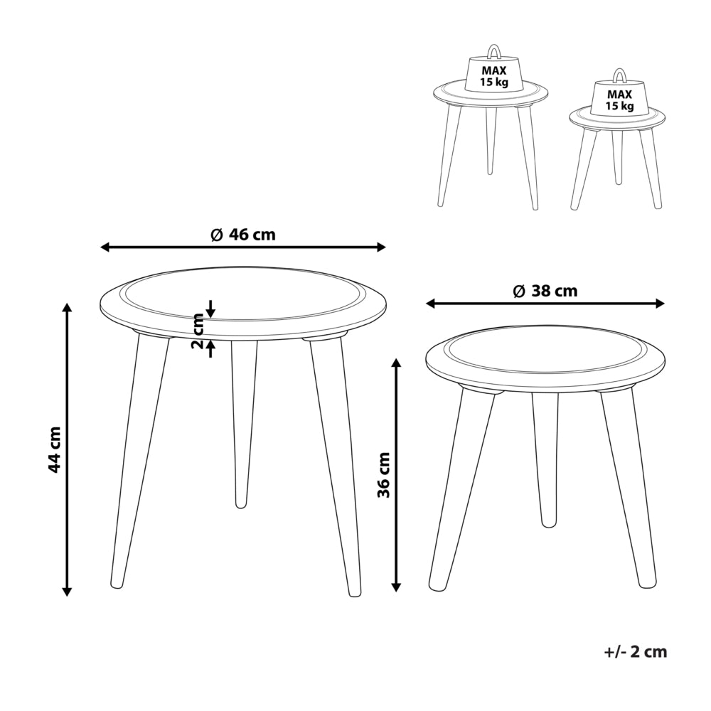 Set di 2 tavolini in legno di mango scuro Tavolino decorativo per il caffè Piccolo arredamento per il soggiorno Design orientale
