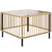 Tavolino da giardino quadrato in polyrattan ¨C Minimal ¨C 65x65x43 cm, piano in vetro, colore naturale