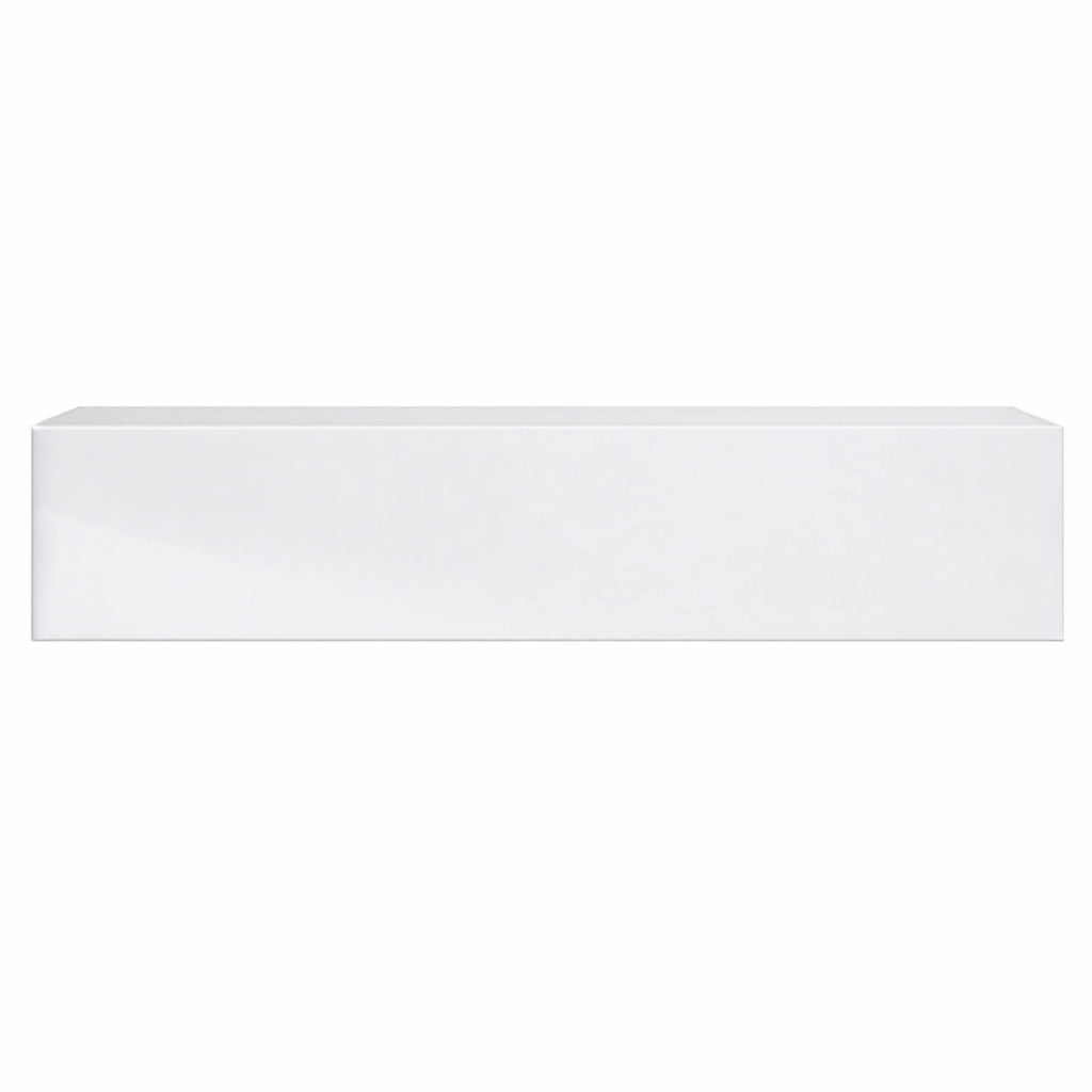 Mobile TV Sospeso Design Minimal Con 3 Vani Contenitore Anta A Ribalta Reversibile Frontale Lucido In Melaminico Per Soggiorno Salotto Zona Living 160 X 34 X 40 Cm Bianco