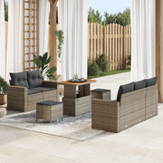 Set di divano da giardino 8 pezzi con cuscini in rattan grigio polyrattan acacia