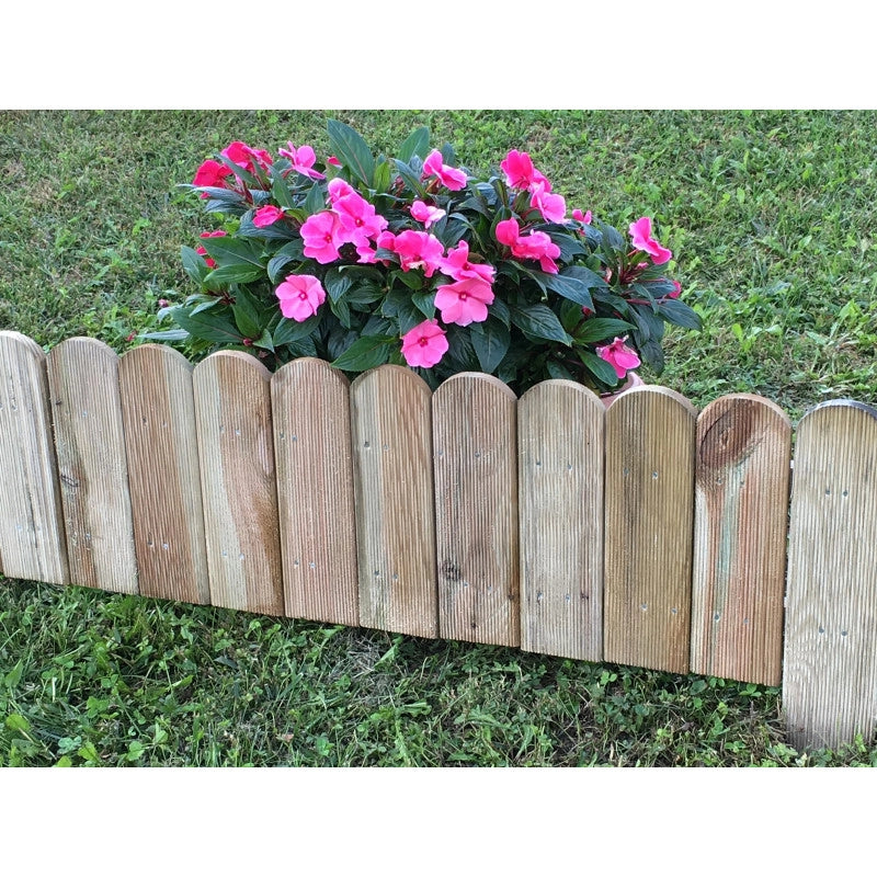 Bordura giardino in legno 20 pezzi totali 24 metri, steccato decorativo altezza 30/45 cm lunghezza 120 cm - Esterni da Vivere