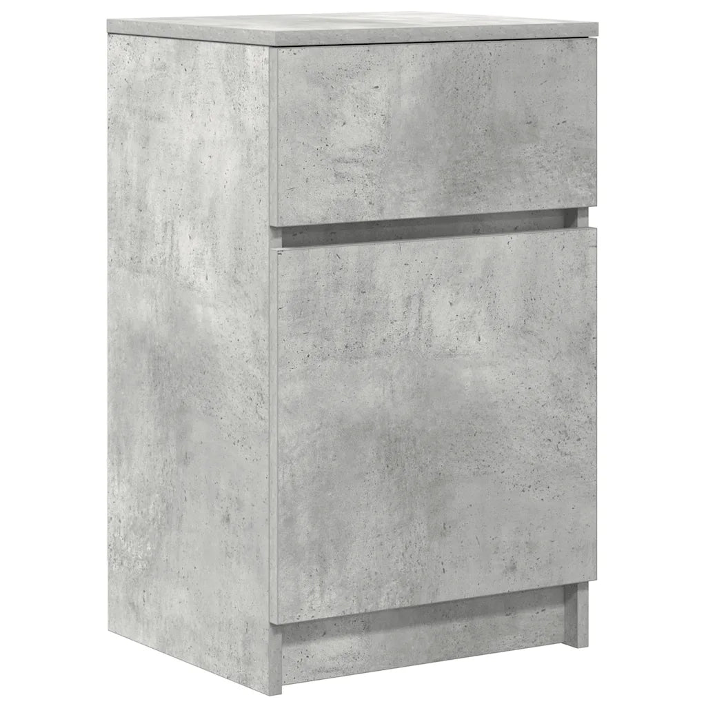 Comodino | Armadio da Notte | Mobiletto da notte Grigio Cemento 39x35x65 cm in Legno Multistrato