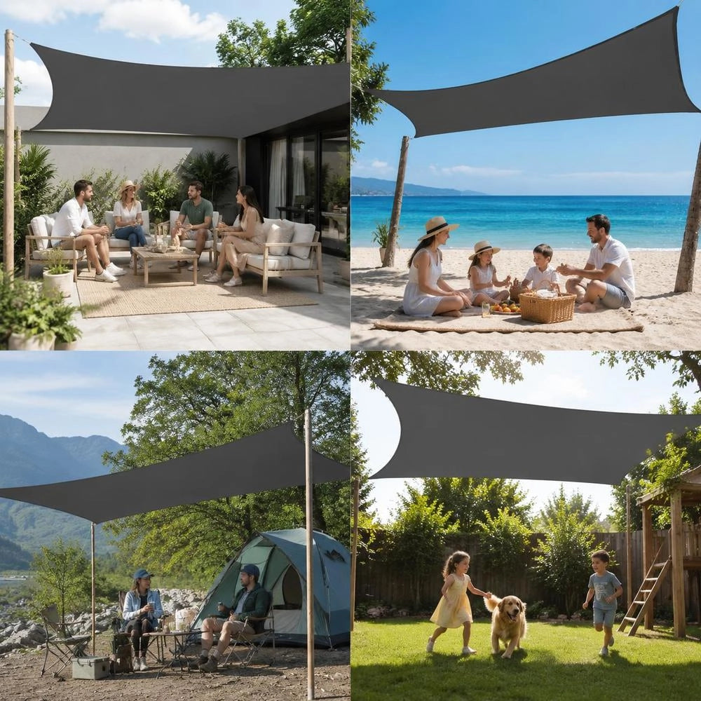 Rectangular Sunshade Sail Made Of Oxford Fabric, 4x5 M, Anthracite