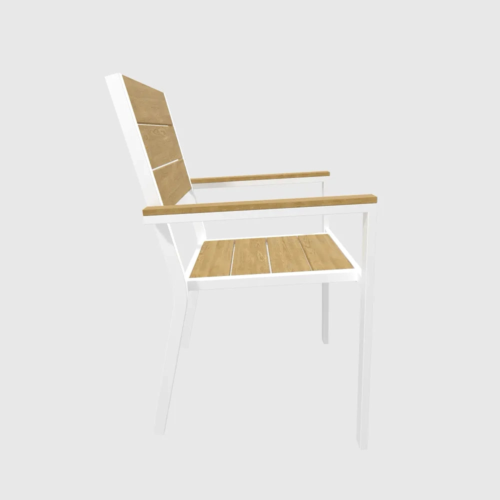 Sedia da esterno a doghe in polywood bianca | Camir