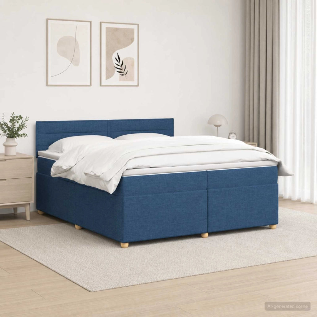 Letto box spring con materasso Blu 200 x 200 cm Tessuto 3452498