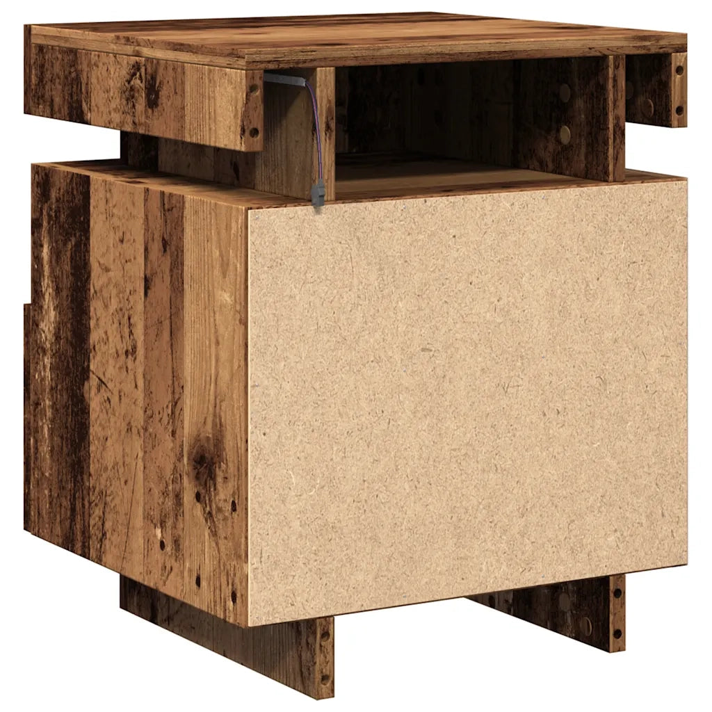 vidaXL Comodino con Luci LED Legno Antico 40x39x48,5 cm