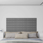 Testiera da Parete 12 pcs Grigio 60 x 15 cm Pelle Sintetica 42046705
