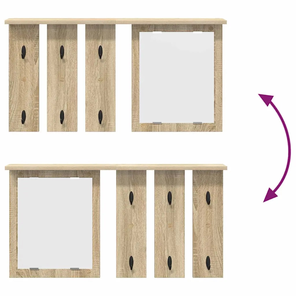 Appendiabiti a muro con specchio rovere sonoma 85 x 10 x 45 cm CFW8892984