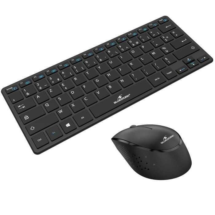 Tastiera wireless e pacchetto mouse - BlueStork - No./fr - Ultra Compact - Black Pack