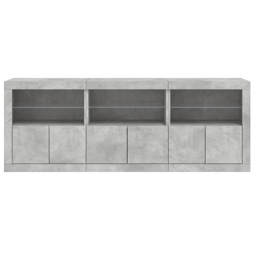 Buffet credenza cassettiera armadio mobile contenitore organizer per cucina soggiorno salotto con luci LED 181,5 x 37 x 67 cm grigio 02_0029988