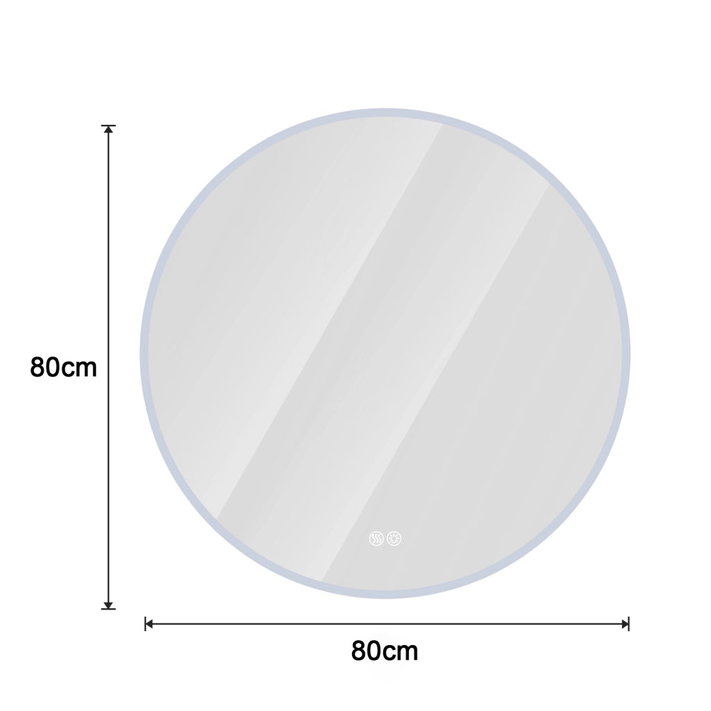 SPECCHIO LED ROTONDO DA BAGNO 80 cm SILVER, DA PARETE, DIMMERABILE