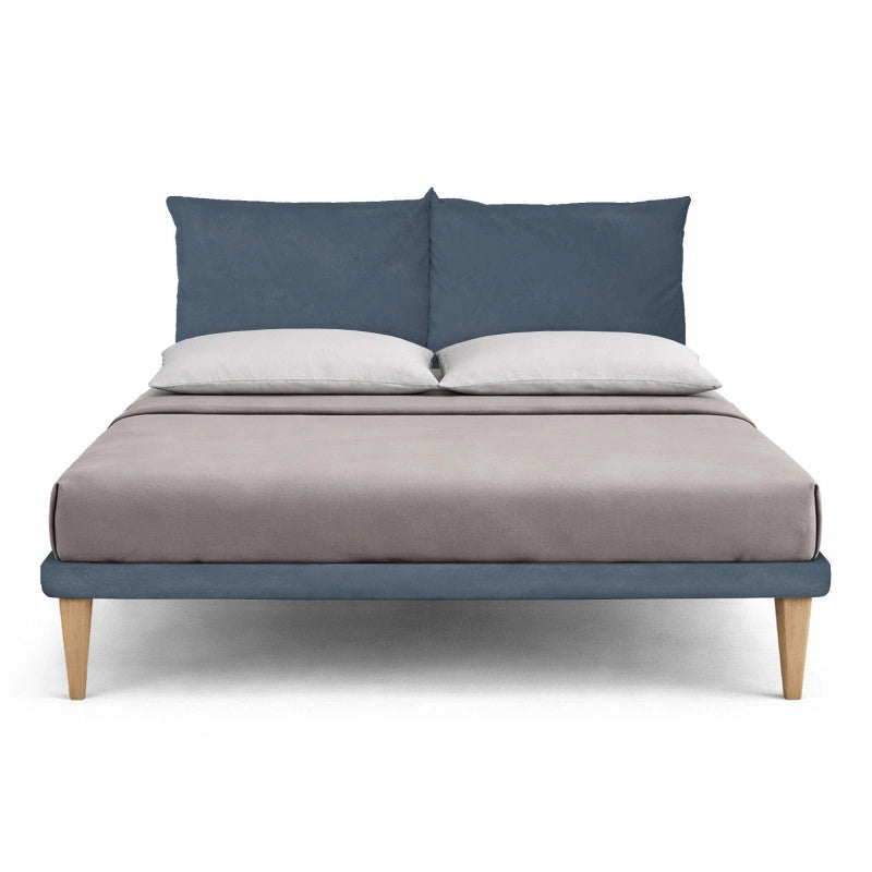 Letto imbottito Matrimoniale 180x190 cm Soft - Con rete,Microfibra,Blu