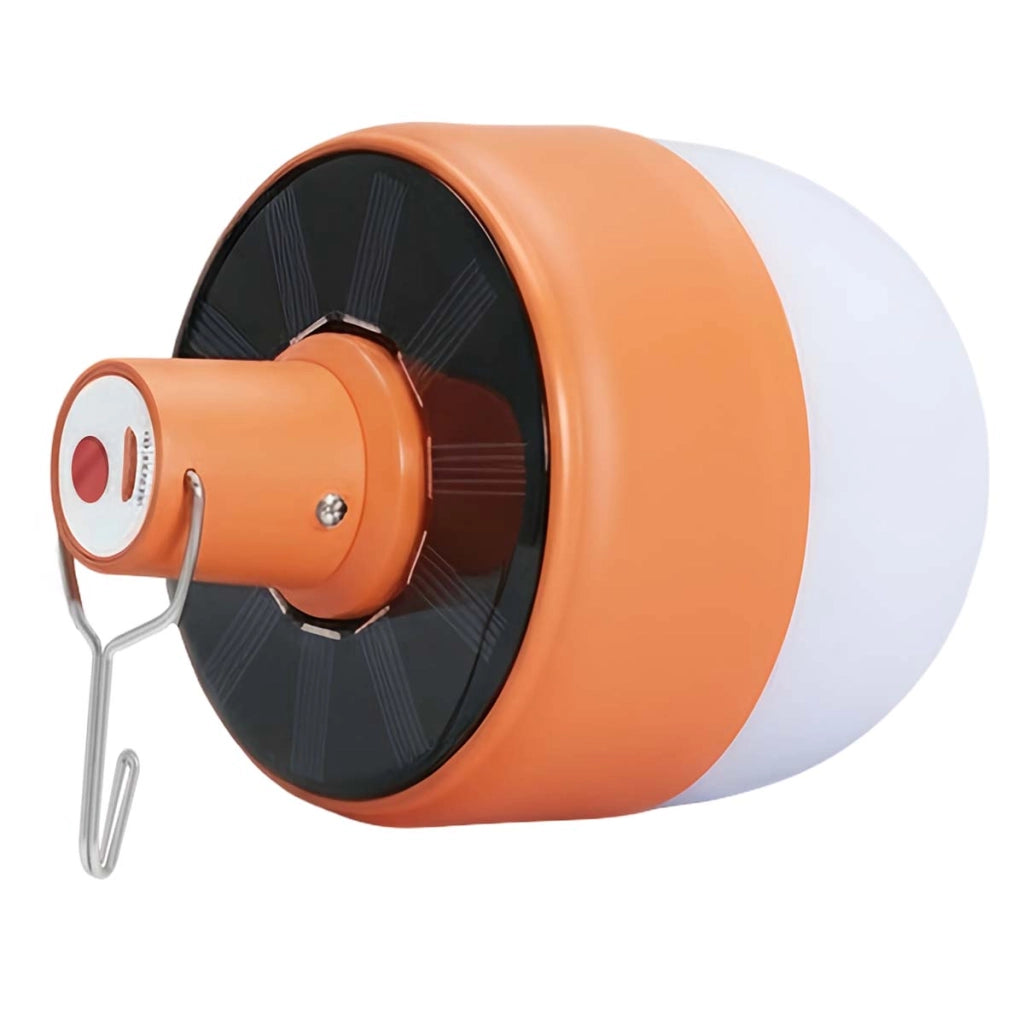 Lampadina Solare Ricaricabile 10W con Gancio e 5 Modalità LED 1200 mAh Arancione Avizar