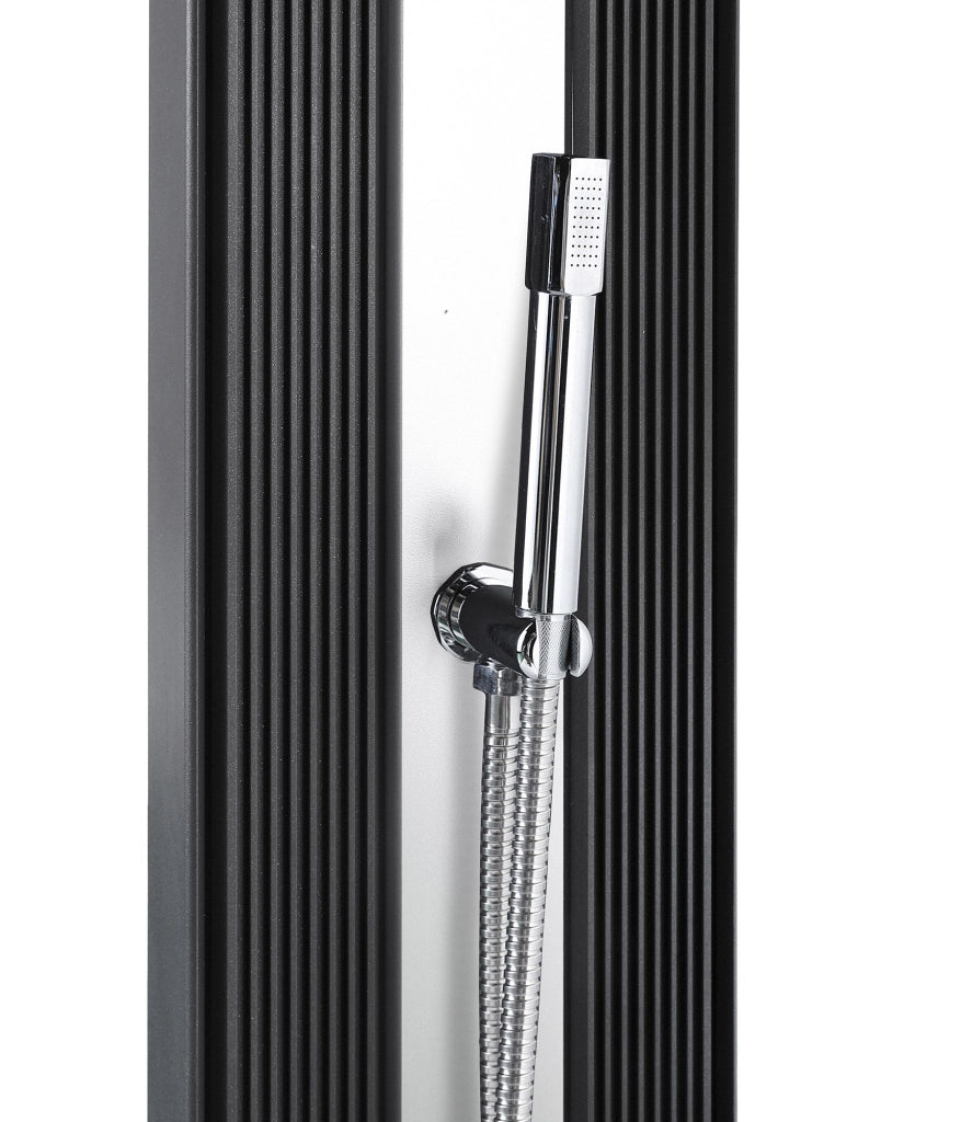 Doccia Solare Ibrida da Giardino 40L Miscelatore e Doccetta Lavapiedi Antracite/Inox