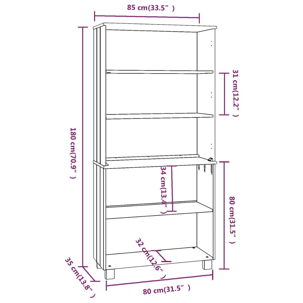 Credenza HAMAR in Legno Massello di Pino Grigio Chiaro 3100941