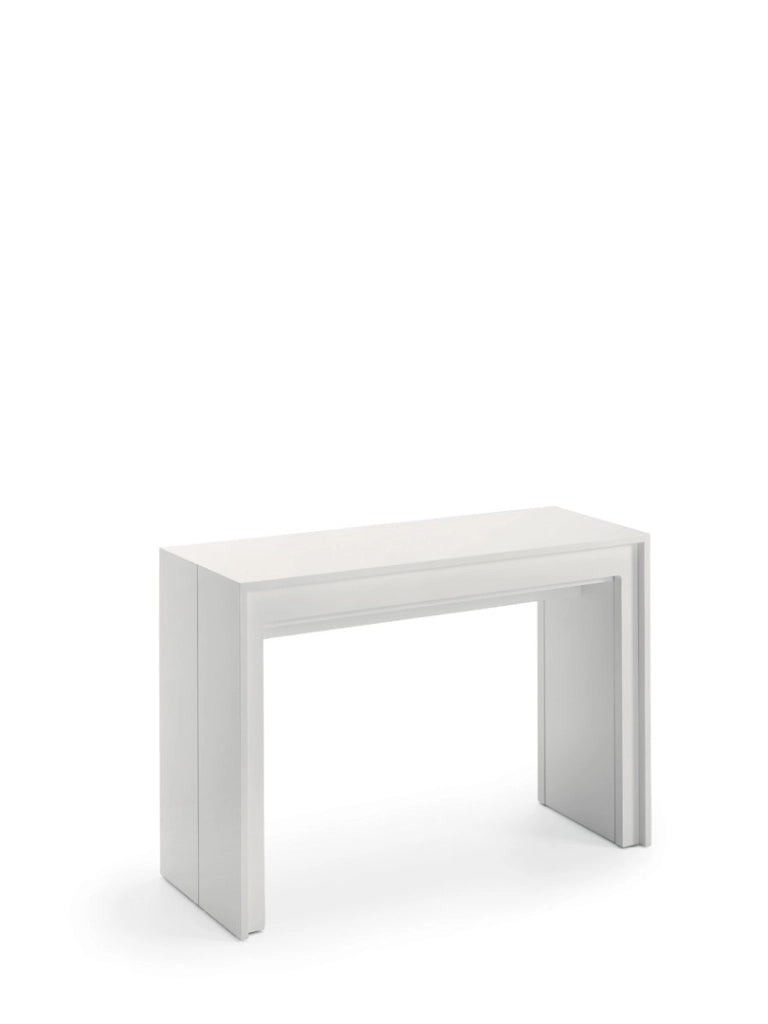 Consolle Allungabile Segmenta OM/119/B, Laccato Bianco Opaco, Struttura in MDF e Allunghe in Melaminico Antigraffio - Stones