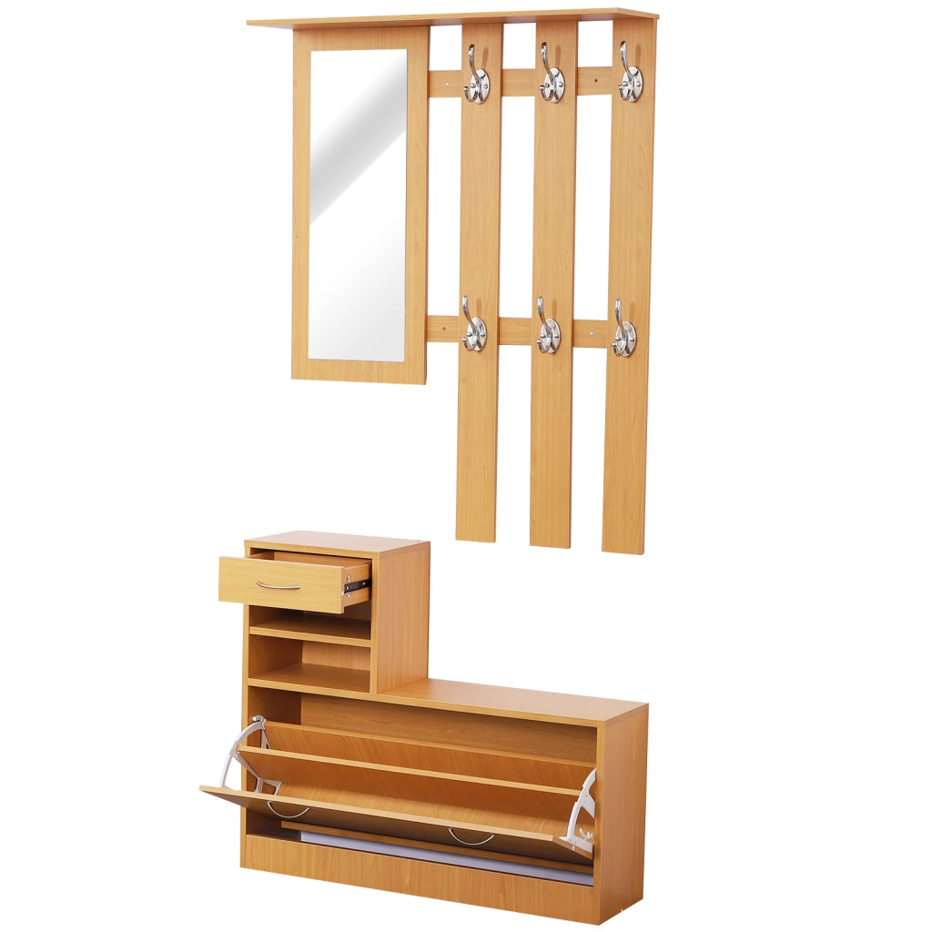 Mobile Ingresso con Scarpiera e Specchio ¨C zephmum ¨C Legno, 90x24x166 cm