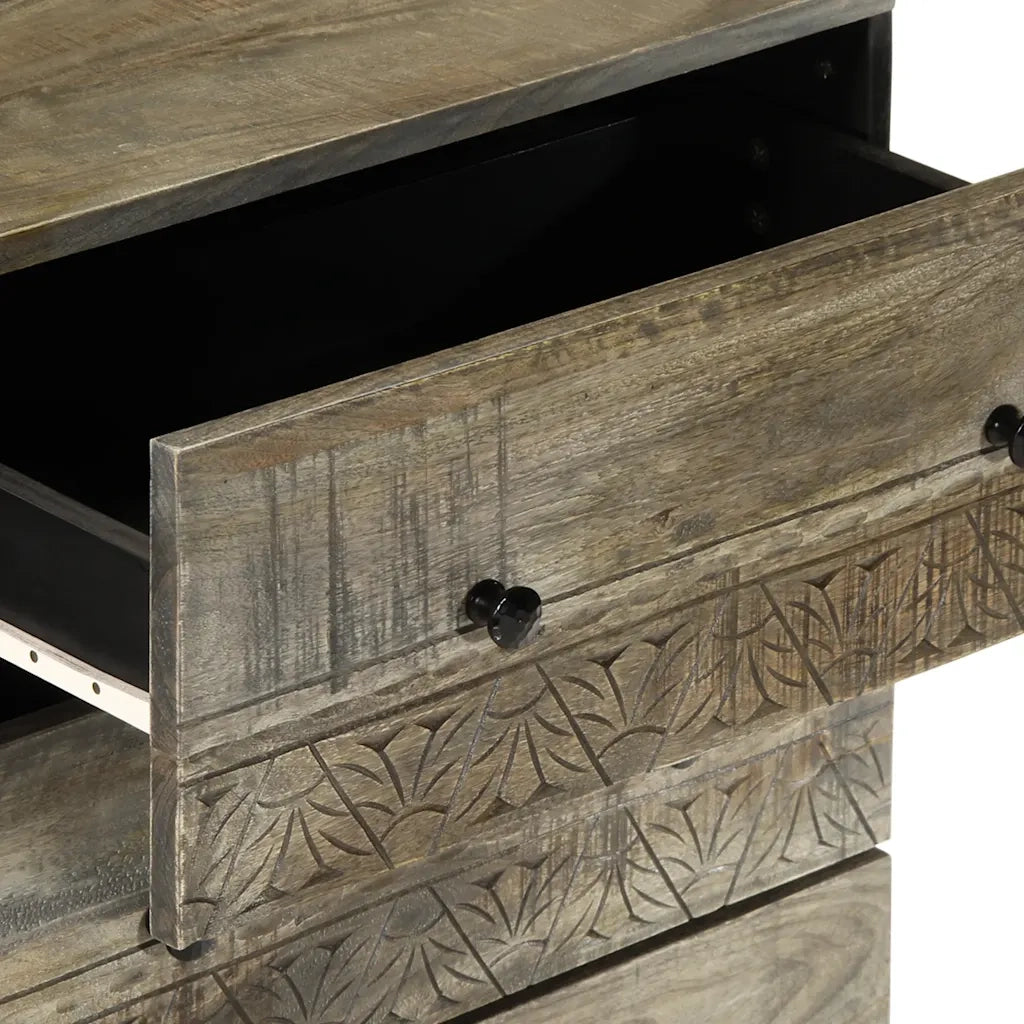 Credenza Grigio Chiaro 60x33,5x75 cm in Legno Massello di Mango 4017795