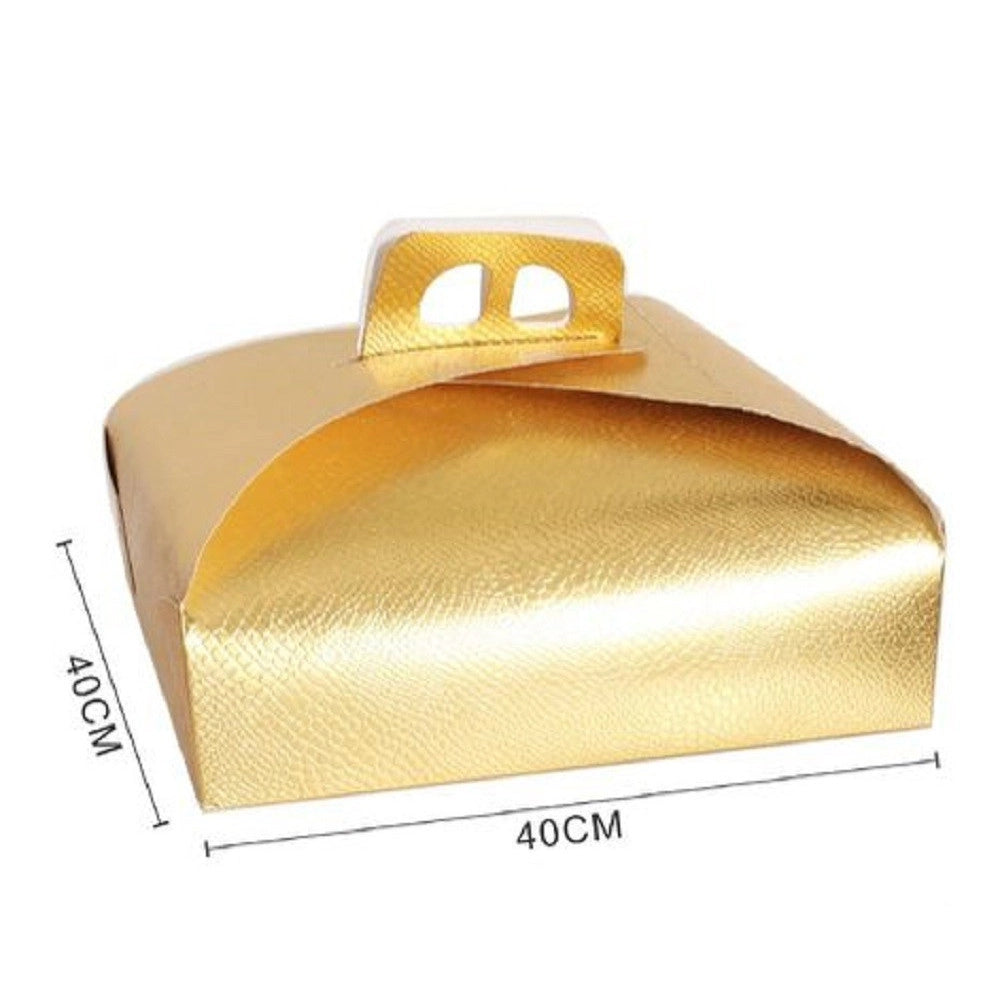 Trade Shop - Set 3pz Scatola Porta Torta Oro 40x40 Cm Per Dolci Paste Pasticceria Festa 58010 -