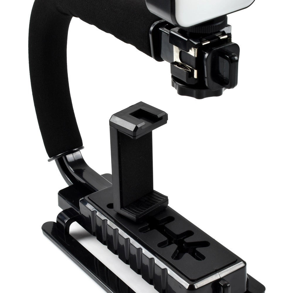 Trade Shop - Stabilizzatore Base Impugnatura U/c Q-zj010 Fotocamera Smartphone Microfono Luce Led -