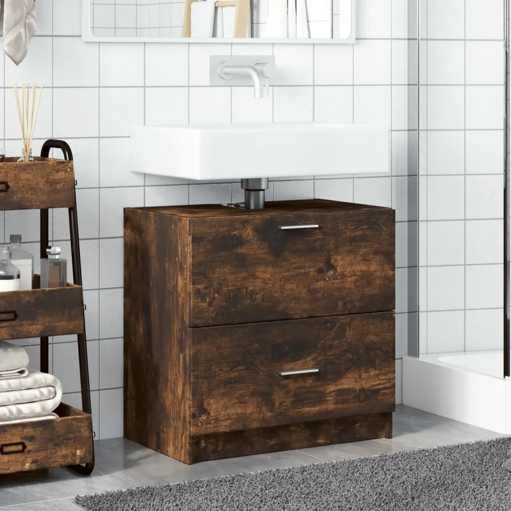 Mobile Lavabo | Armadio Lavabo Rovere Fumo 59x37x59 cm in Truciolare