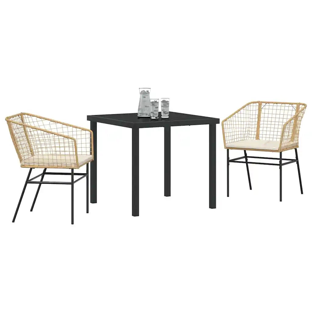 Set da Pranzo per Giardino 3 pcs Marrone polyrattan 3380911