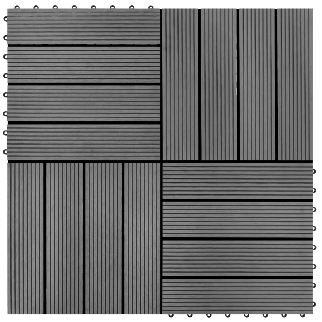 Piastrella per Decking 11 pz Grigio 30 x 30 cm WPC CFW6651965