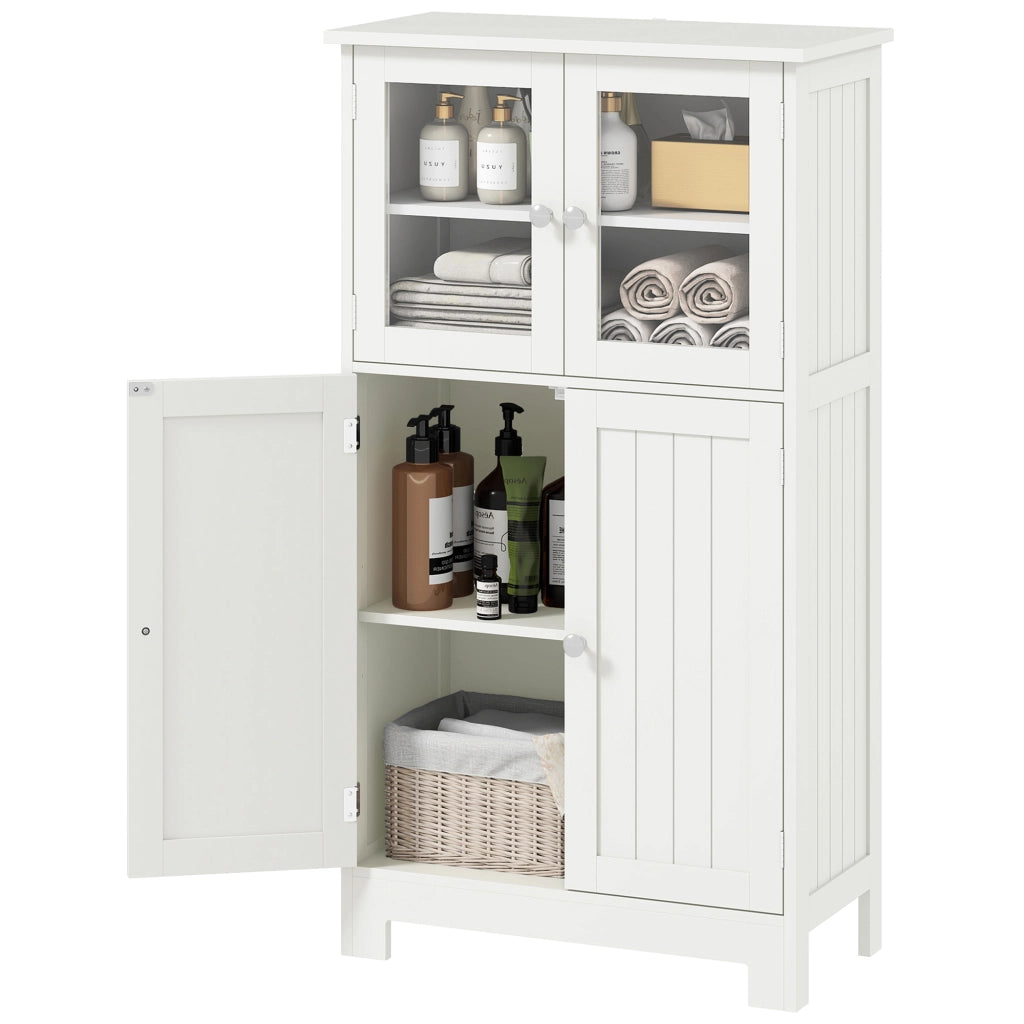 Mobile Bagno con due Ante e Ripiano Regolabile ¨C Zephmum ¨C Bianco 60x30x108.5 cm