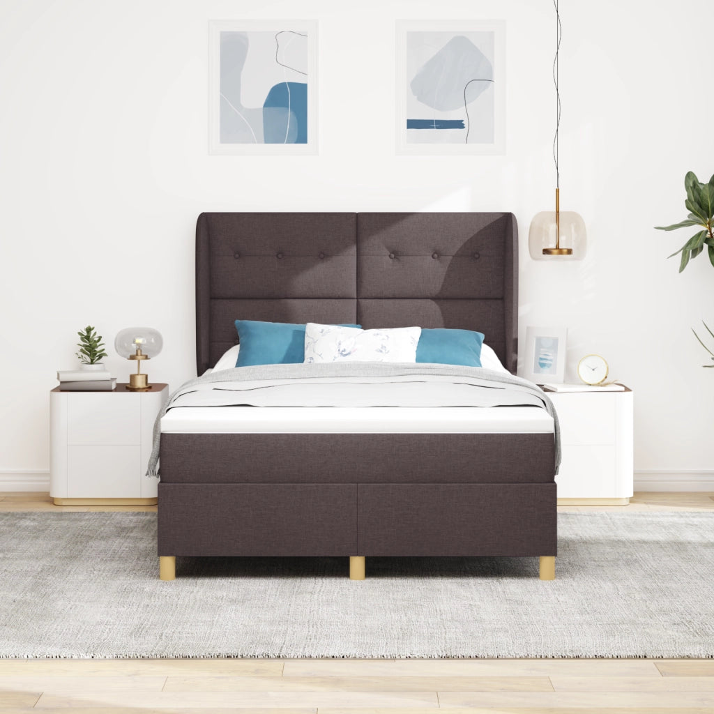 Letto a Rete con Materasso  in Marrone Scuro, 160x200 cm in Tessuto