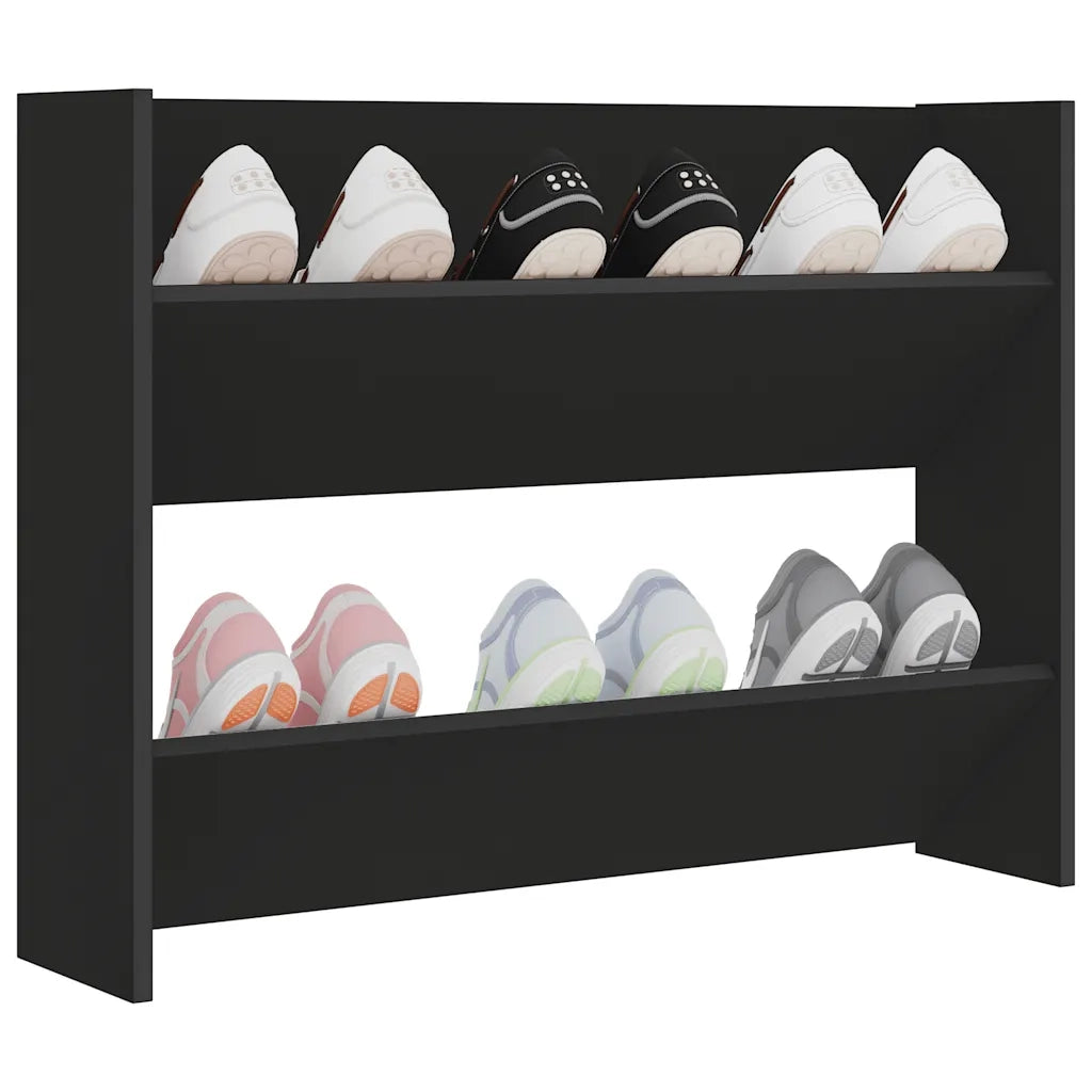Scarpiera a Muro Nera 80x18x60 cm in Truciolato cod mxl 47895