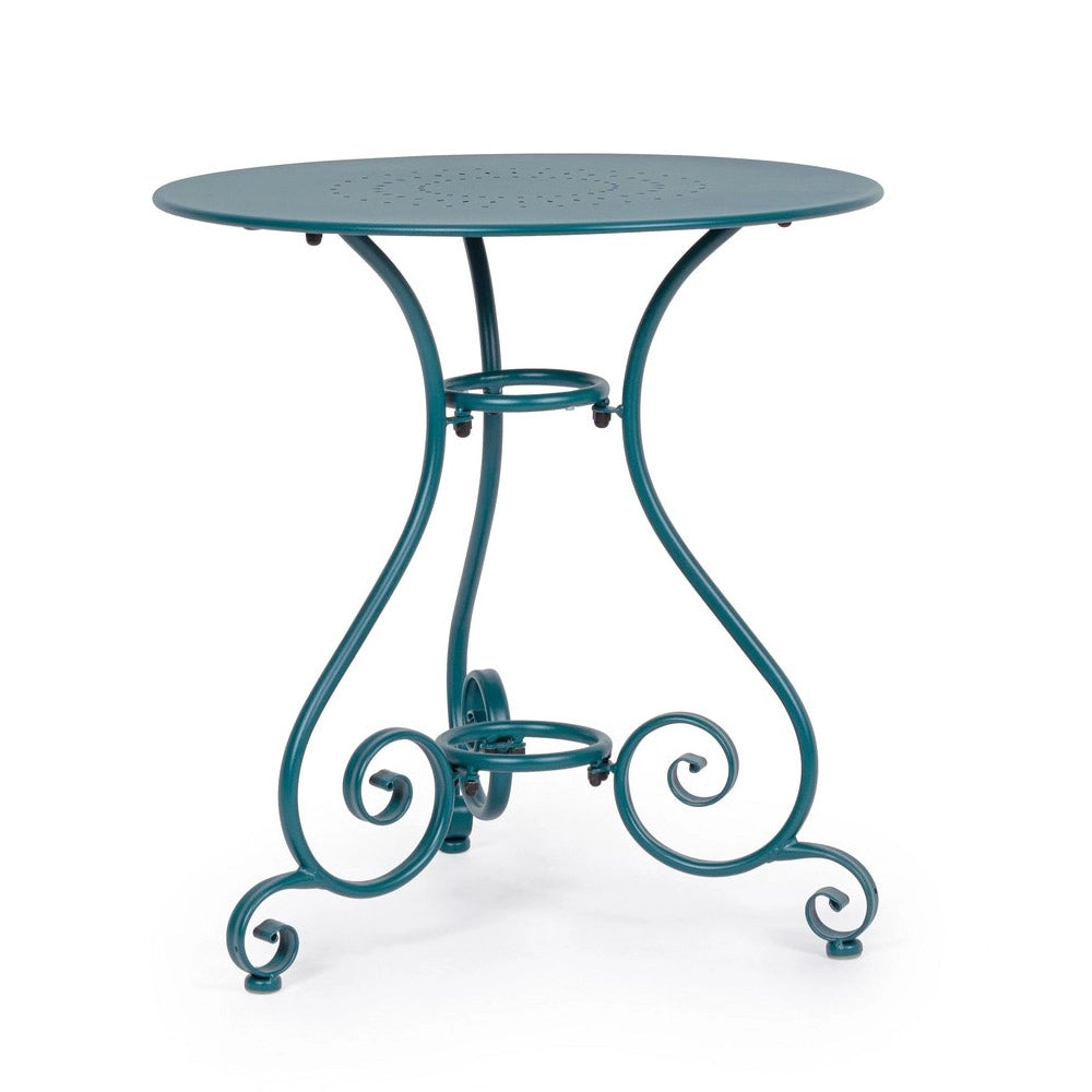 Tavolo da Giardino Esterno Pranzo Tondo Rotondo Metallo Acciaio Ø 70 90 Etienne Colore e Diametro: Ocean Ø 70 cm