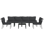 Set di mobili da giardino mobili da esterno 7 pezzi con cuscini acciaio grigio bambù 02_0017181