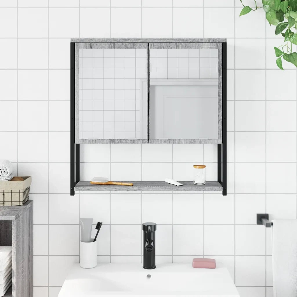 Mobile Specchio da Bagno | Armadio da bagno Grigio Sonoma 60x16x60 cm Multistrato