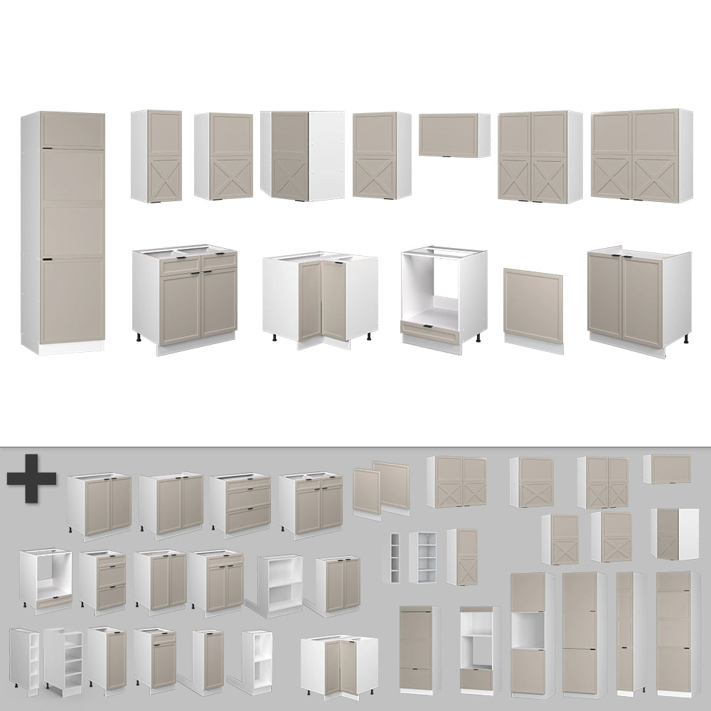 Vicco Cucina angolare completa Grigio/beige/bianco 227 x 287 cm , PL Marmo