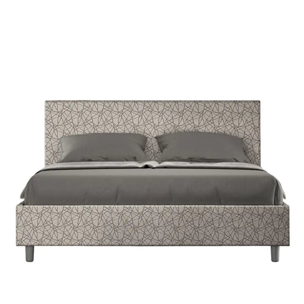 Letto matrimoniale con rete imbottito 160x210 tessuto Era 2 grigio Adele