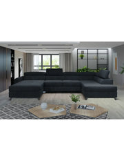 Divano panoramico Grigio scuro 5 posti angolo destro comfort modulabile CLOTIS