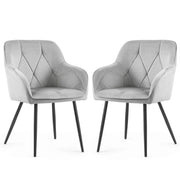 Set di 2 Sedie in velluto trapuntato DIAMANTE Grigio gambe nere