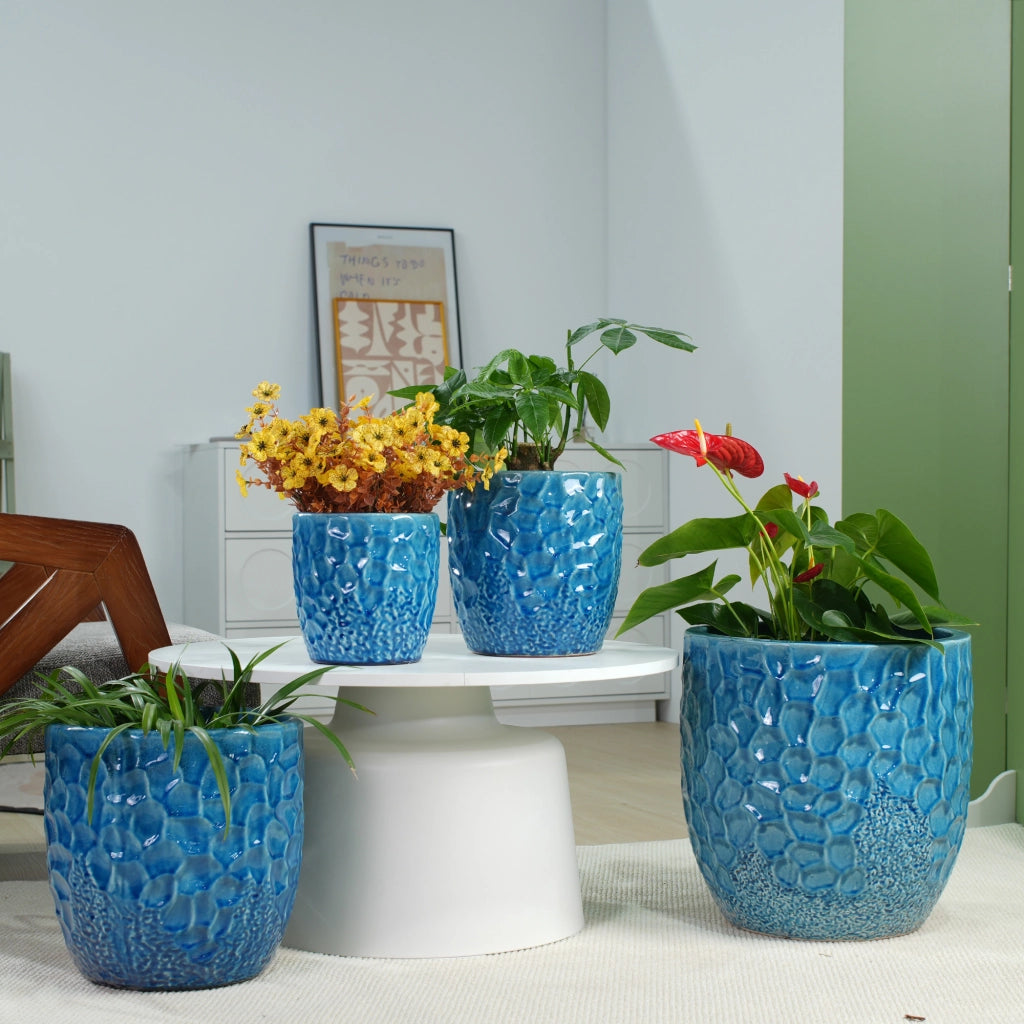 VASO Set da 4 pezzi Ø38/30/22,5/18 cm Ceramica Blu