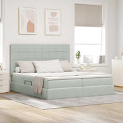 Letto con strisce LED Grigio chiaro 200 x 200 cm Velluto 3372887