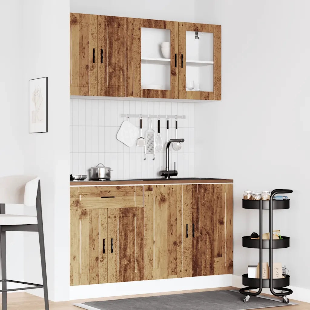 Set Mobili da Cucina 4 pz Kalmar Legno Vecchio in Truciolato
